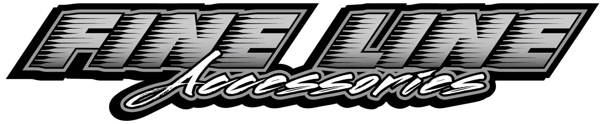 A stylized metallic logo with bold, italicized letters and a shadow effect.