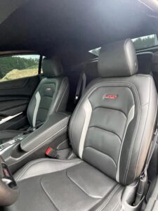 Close-up of sleek car seats with RS branding.